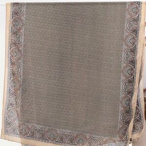 Neutral block chain Border Scarf - Beige and Taupe